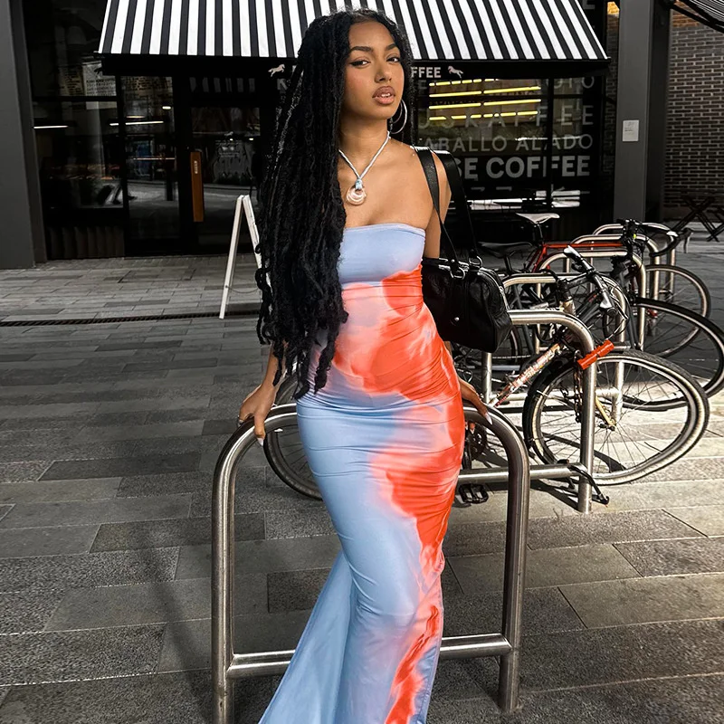 Aurea | Women Strapless Printed Maxi Beach Dress - Image 5