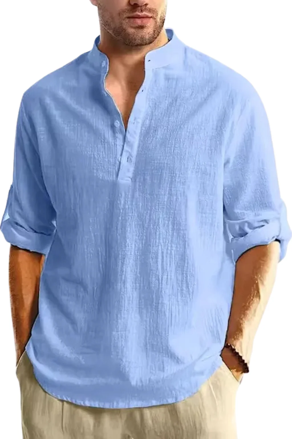 Aurelio | Men Collar Shirt Linen Summer Shirt - Image 6
