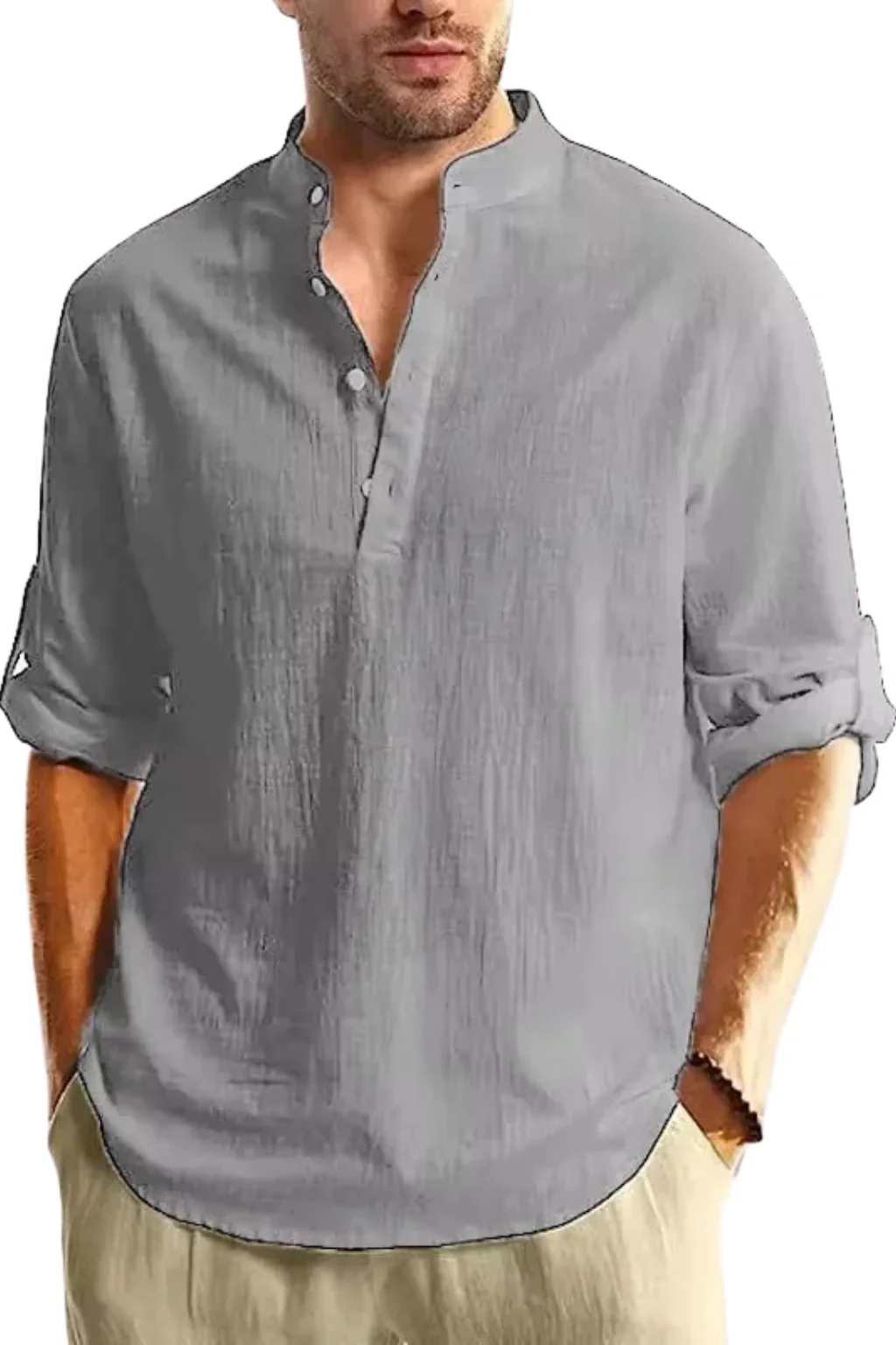 Aurelio | Men Collar Shirt Linen Summer Shirt - Image 7