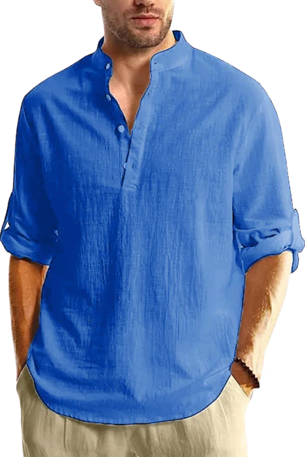 Aurelio | Men Collar Shirt Linen Summer Shirt - Image 9