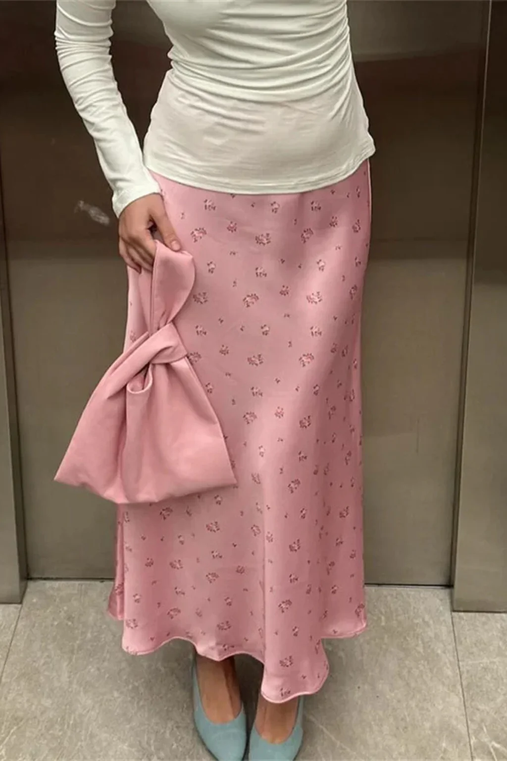 Flora | Women Floral Print Satin Bias Cut Maxi Skirt - Image 3
