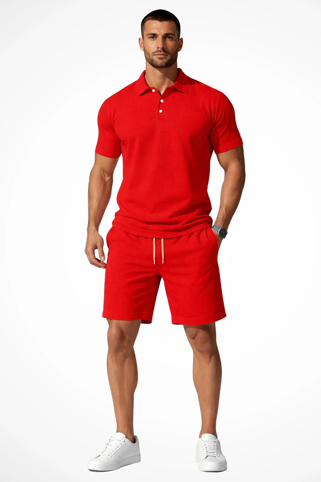 Lex | Men Textured Polo and Shorts Summer Set - Image 13